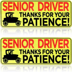 2pcs Senior Driver Car Magnet - Please Be Patient 10.24x3.94in Elderly Driver Sticker Reflective Magnetic Safety Sign