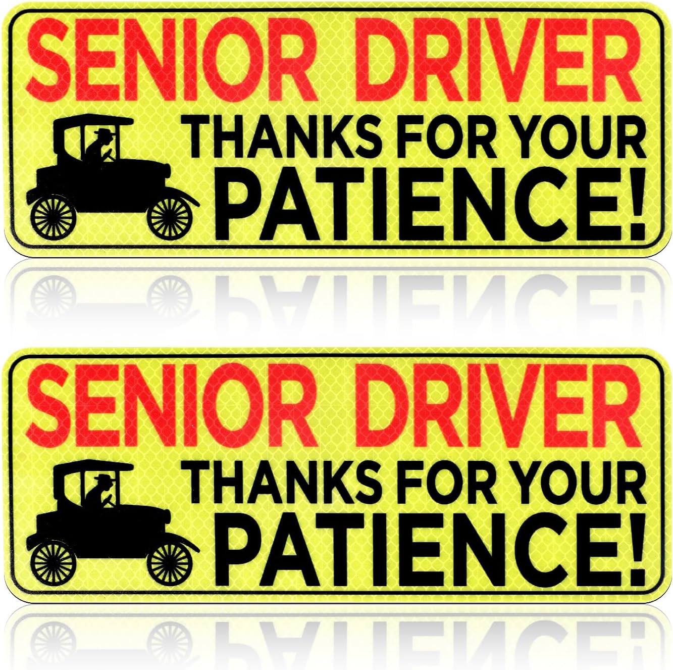 2pcs Senior Driver Car Magnet - Please Be Patient 10.24x3.94in Elderly Driver Sticker Reflective Magnetic Safety Sign