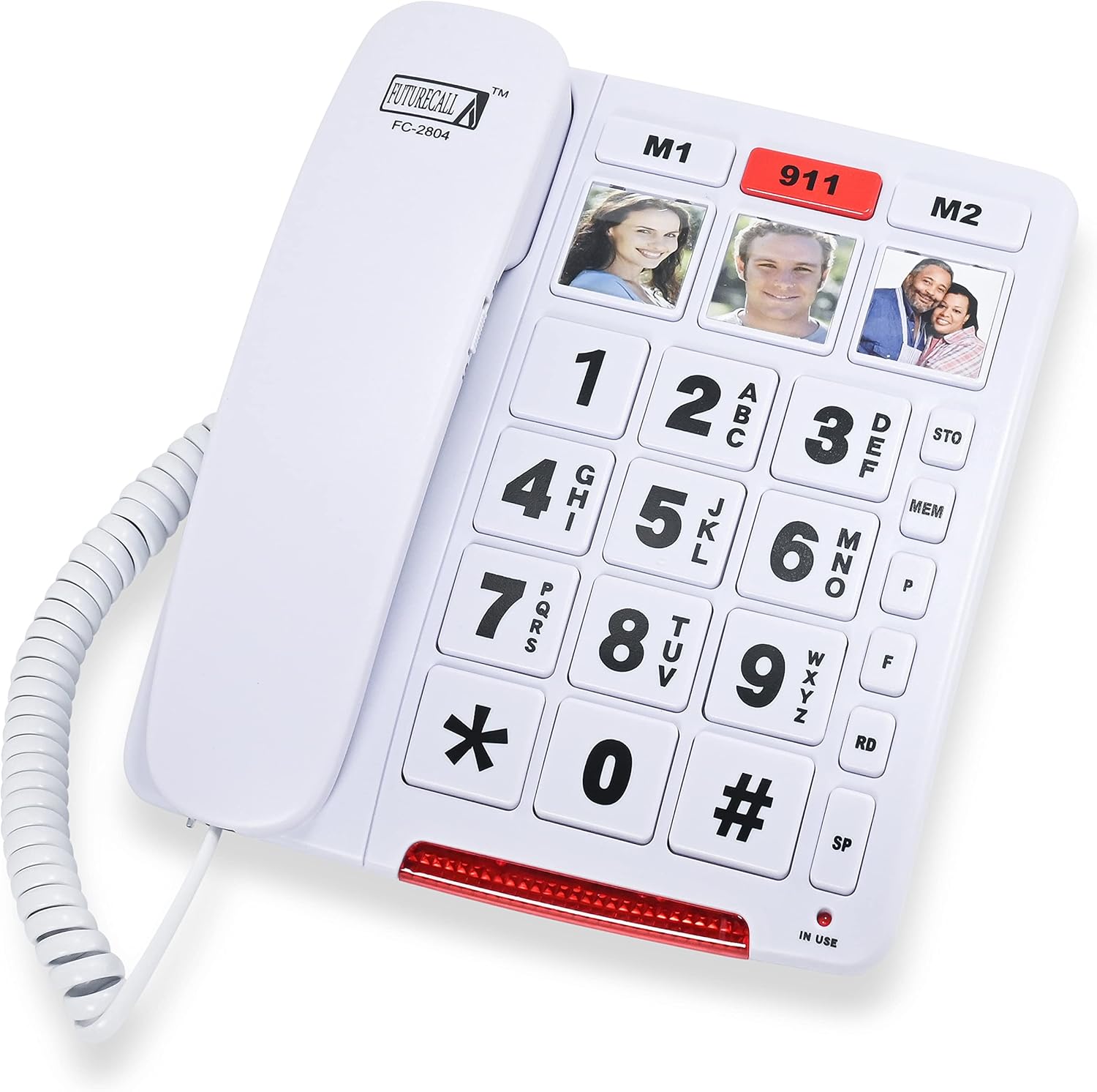 Future Call FC-2804 Big Button Phone for Seniors | 3 Picture Keys and Speakerphone | Amplified Telephones for Hearing Impaired Seniors 40db w/Extra Long 12' Cord | Simple Landline Phones for Seniors