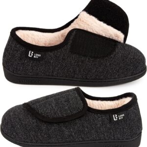 LongBay Women's Adjustable Slippers Non Slip Wide House Shoes Indoor Outdoor Diabetic Swollen Feet