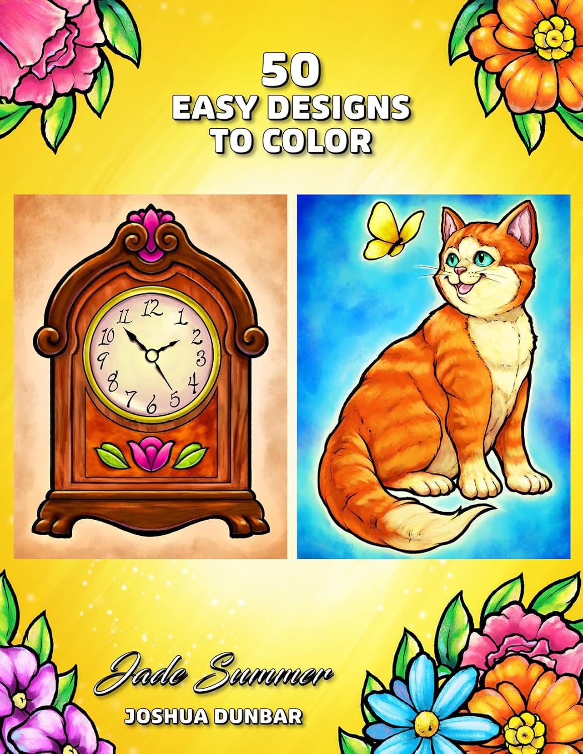 Easy Coloring Book: Large Print Designs for Adults and Seniors with 50 Simple Images of Animals, Flowers, Food, Objects, and More! (Easy Coloring Books) - Image 2