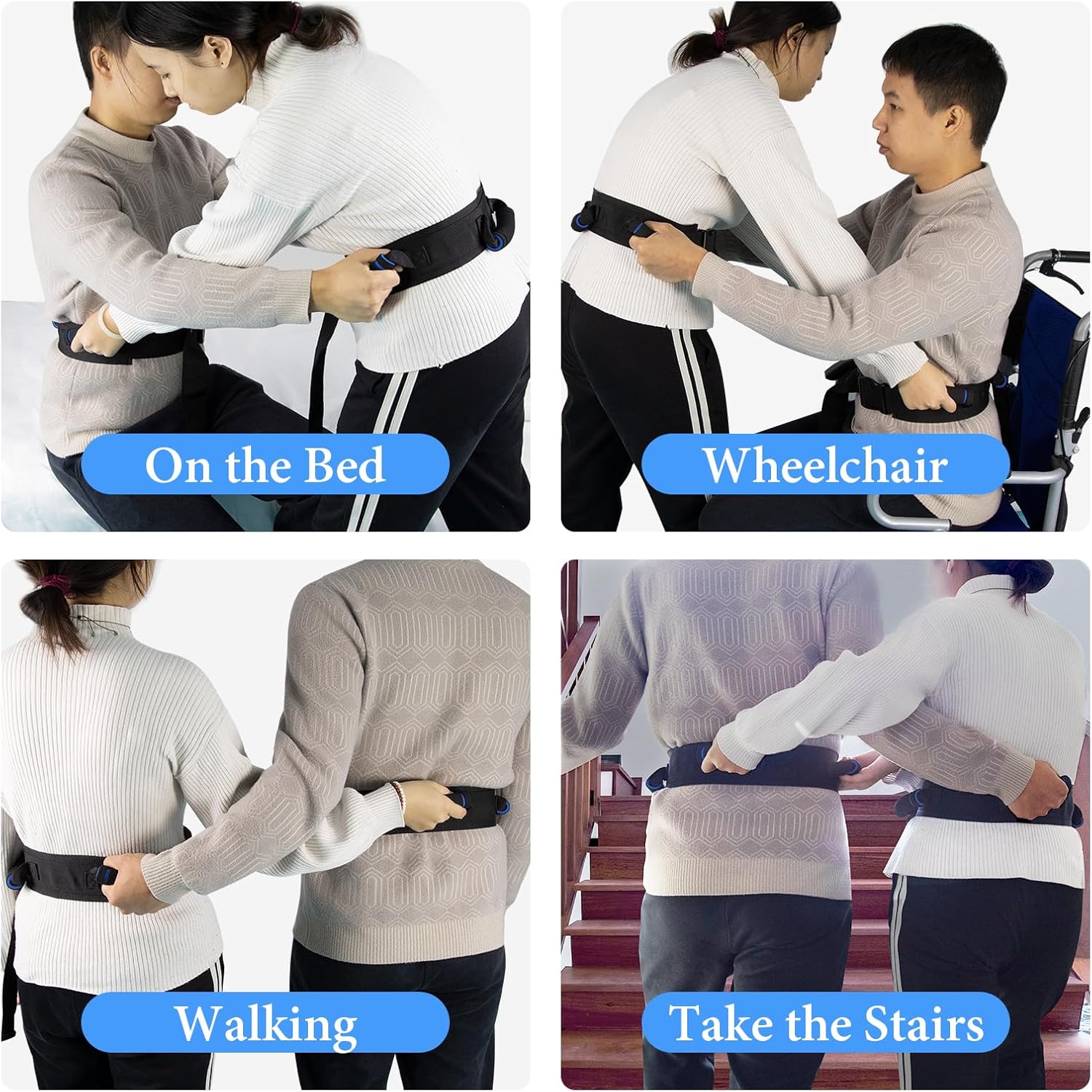 Gait Belt with Handles, Transfer Belt for Elderly, Patient Gait Belts, Transfer Belt Assist, Gait Belts for Seniors, Upgraded Using Rubber Handles (Blue) - Image 6
