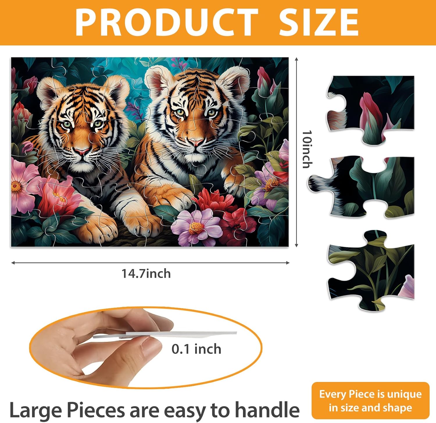 6 Packs Large Piece Puzzle for Seniors- 36 Pieces Dementia Puzzles for Elderly Adults, Alzheimer’s Puzzles Memory Cognitive Games Easy Jigsaw Puzzles for Elderly Seniors with 6 Storage Bags - Image 2