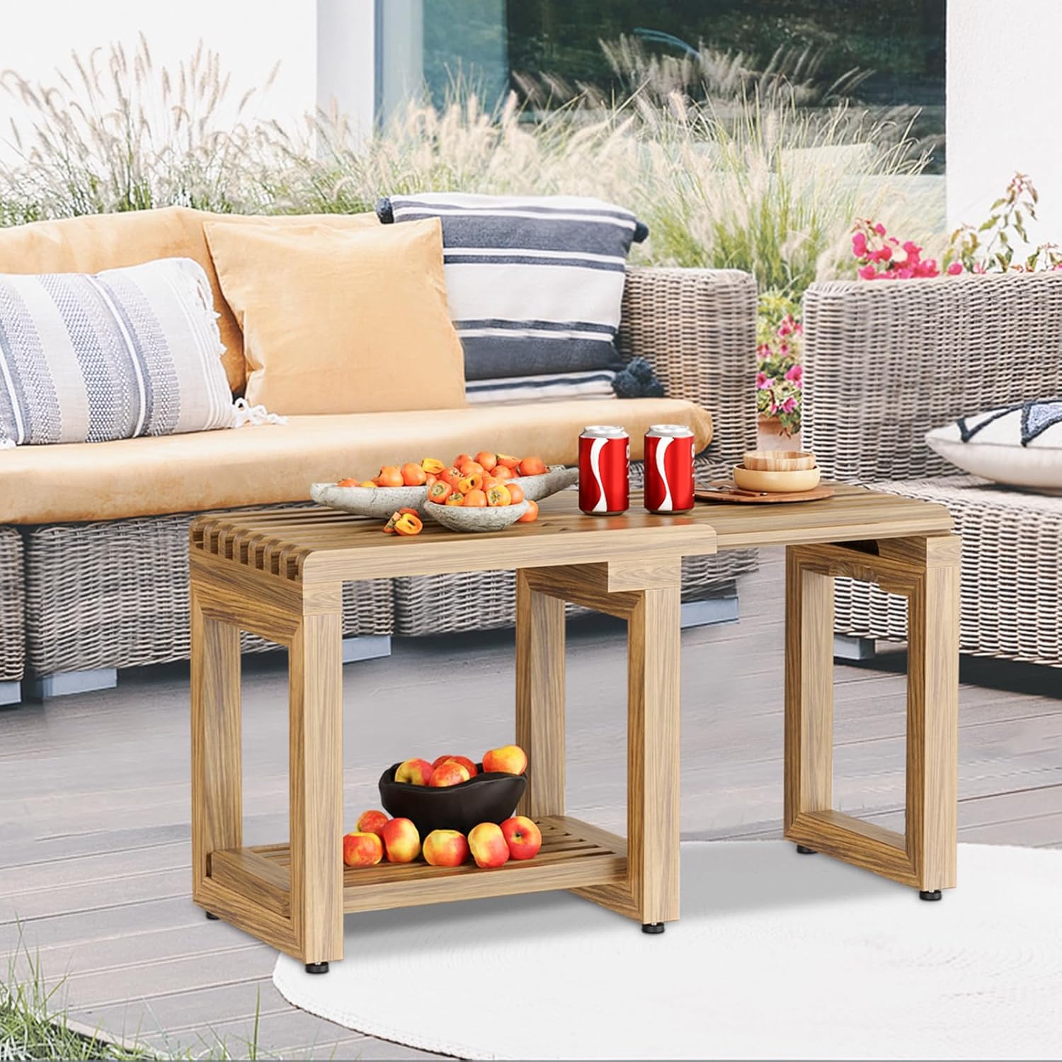 Shower Benches for Inside Shower, Adjustable Length 26.4” Shower Chair Stool with Storage Shelf for Shaving Legs, Spa, Acacia Wood Waterproof Bath Seat for Adults Seniors Elderly - Image 8