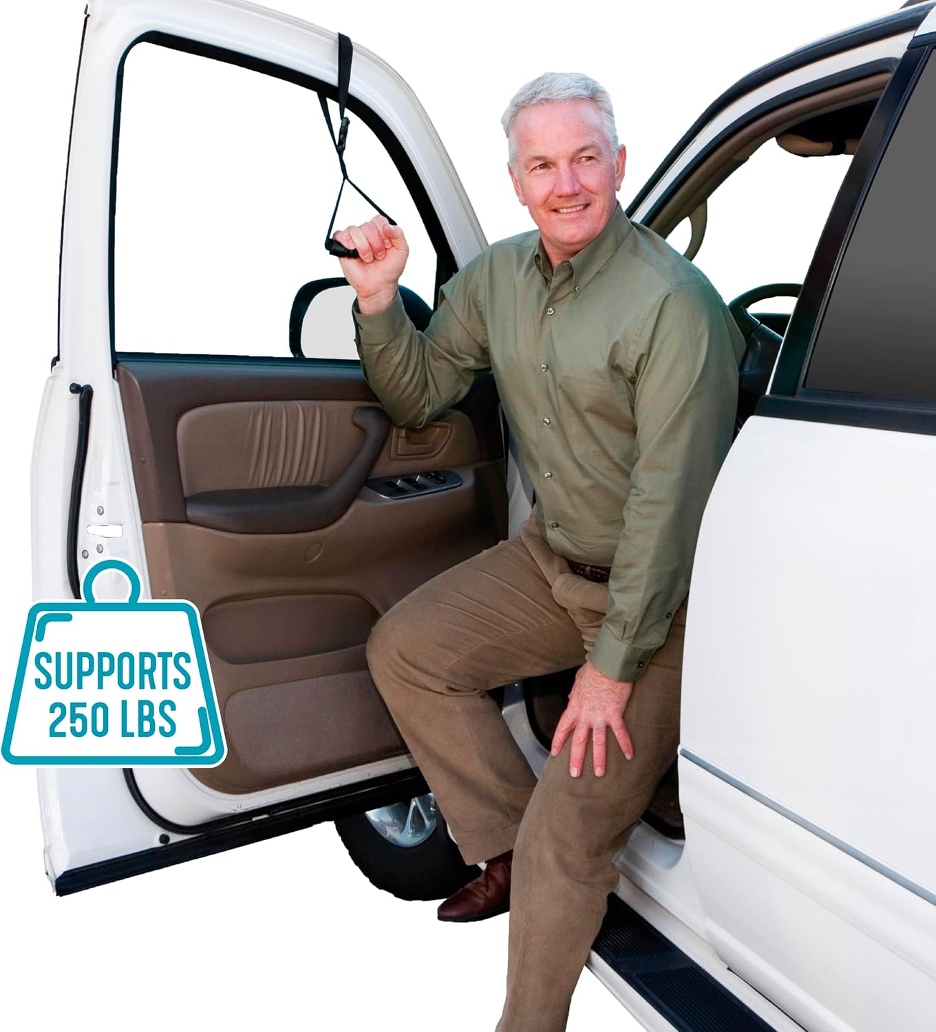 Stander CarCaddie, Car Safety Grab Bar for Adults, Seniors, and Elderly, Ergonomic Vehicle Support Handle with Adjustable Strap and Non-Slip Rubber Grip, Automotive Standing and Mobility Aid - Image 3