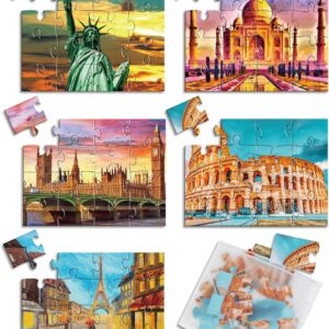 5 Packs 16 Piece Large Jigsaw Dementia Puzzles for Alzheimer’s Products Activities, Alzheimer's Puzzles Easy Memory Cognitive Games for Elderly Seniors Adults Gift with 5 Storage Bags, Construction
