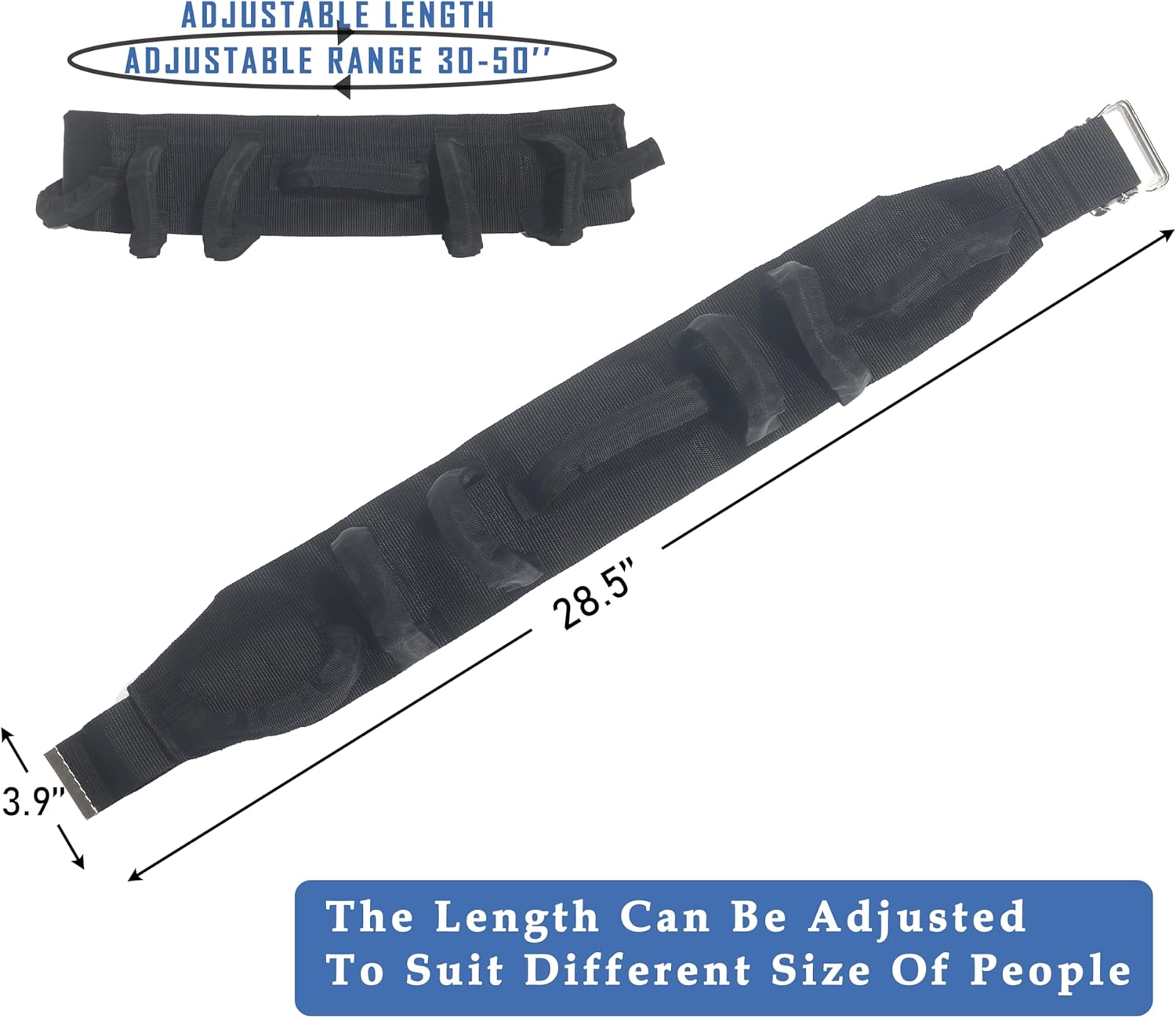 Gait Belt with Handles for Seniors, Nursing Staff, Transfer Belt for Elderly and Disabled with 7 Handles and Metal Buckle - Image 3