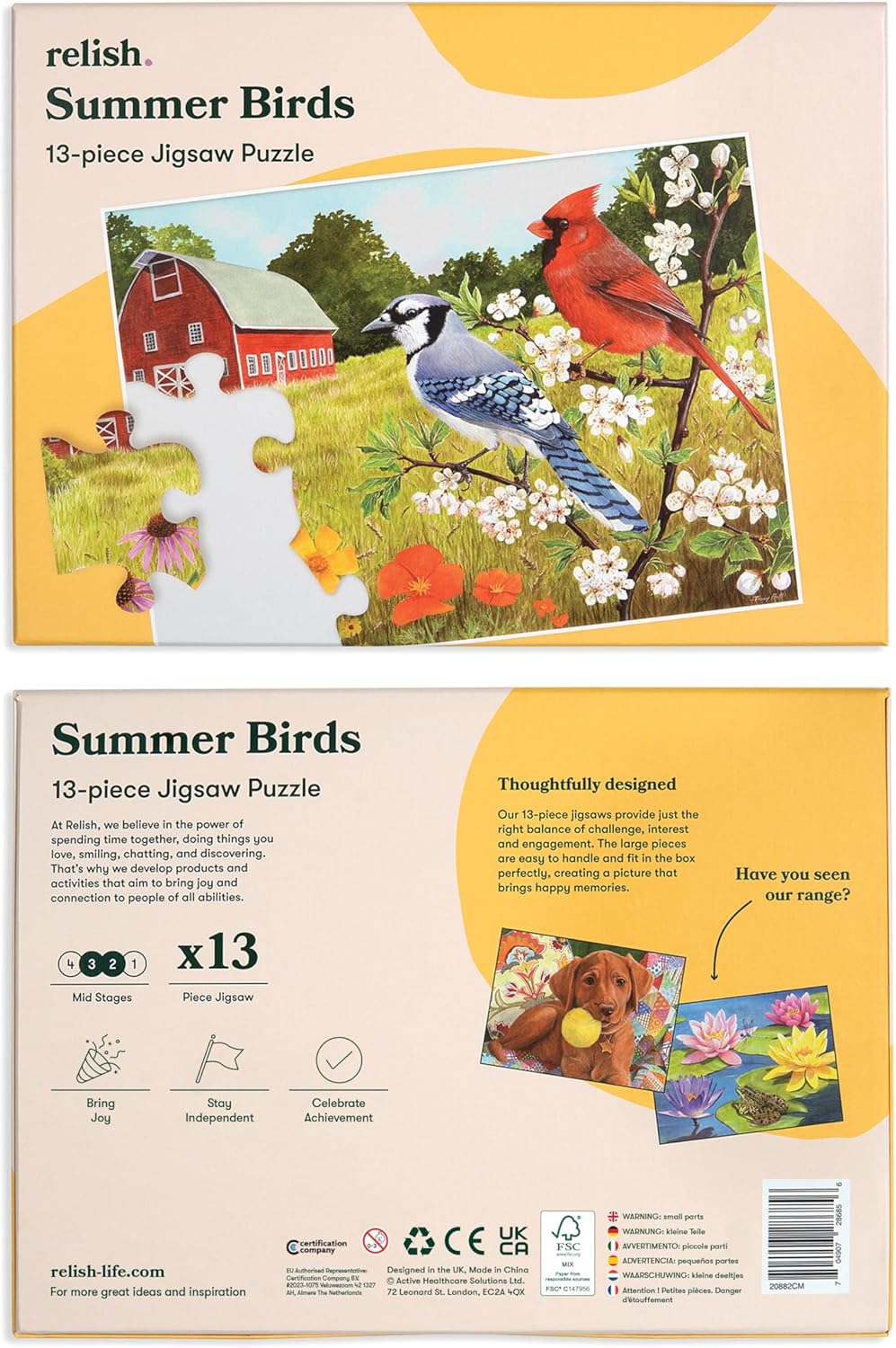 Relish Large Piece Puzzles for Seniors, 13 Piece Summer Birds Jigsaw Puzzle, Dementia Products for Elderly - Image 8