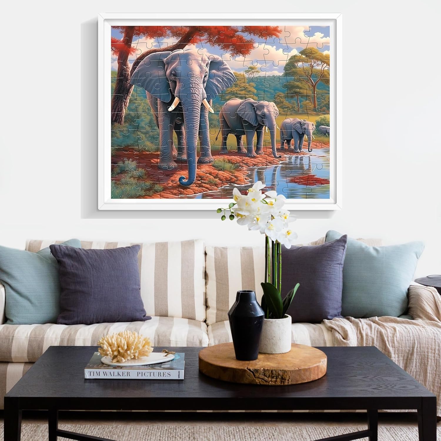 100 Piece Big Piece Jigsaw Puzzle for Seniors Elephant Forest Dementia Large Piece Puzzles for Seniors- Alzheimer's Activity for Adults Puzzle- Best Memory Game for Patiens in Nursing Home 15" x 19" - Image 7