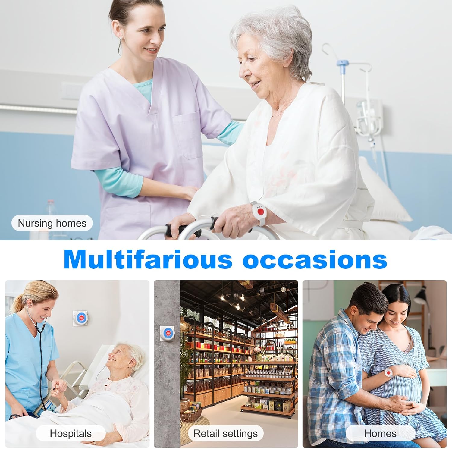 Life Alert Systems for Seniors No Monthly Fee Wi-Fi APP Control Elderly Alarm Call Button Caregiver Pager Panic Alarm for 1 Call Button 1 Watch Button 1 Receiver(Only Supports 2.4GHz Wi-Fi) - Image 6