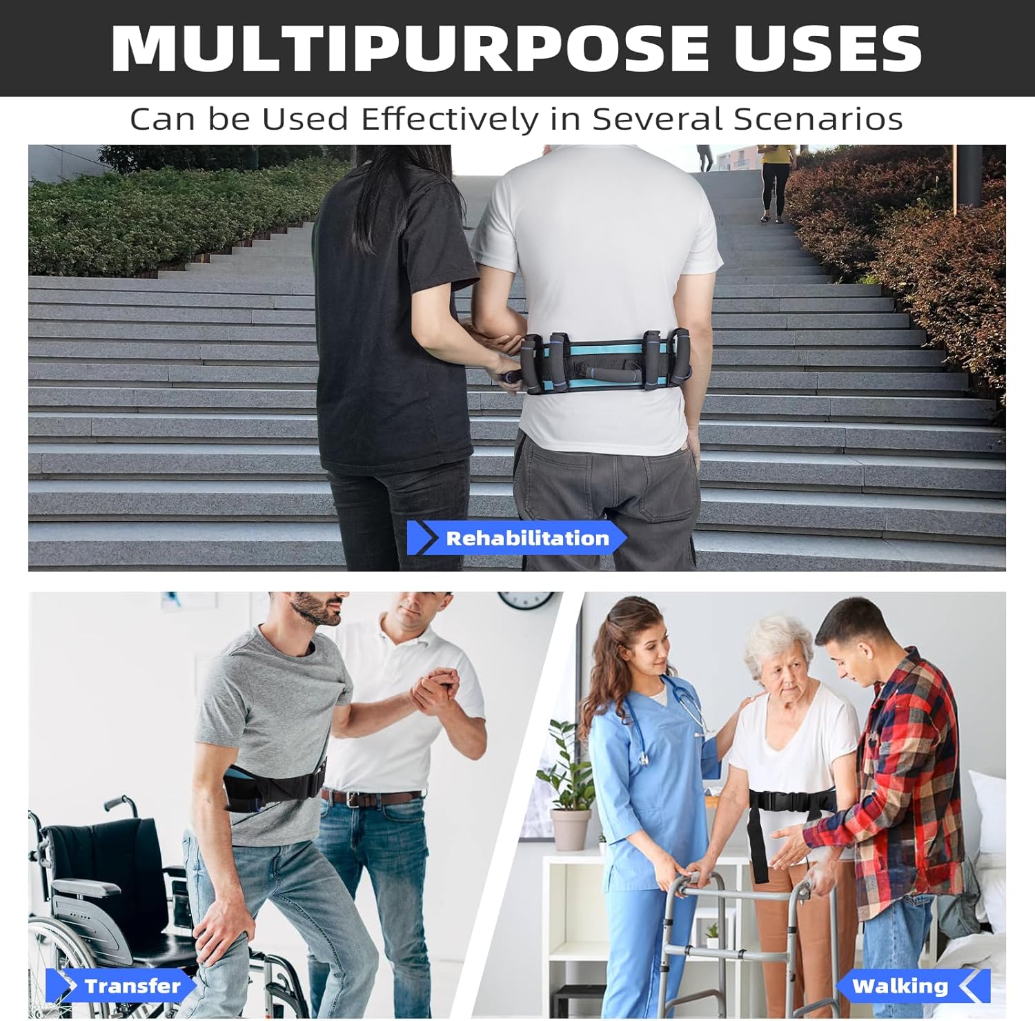 Gait Belts for Seniors, Gait Belt with Handles, Gate Belts Medical for Elderly, Transfer Belt for Elderly and Disabled, Lift Belt for Elderly Adults, Safety Medical Belt for Physical Therapy Handicap - Image 8