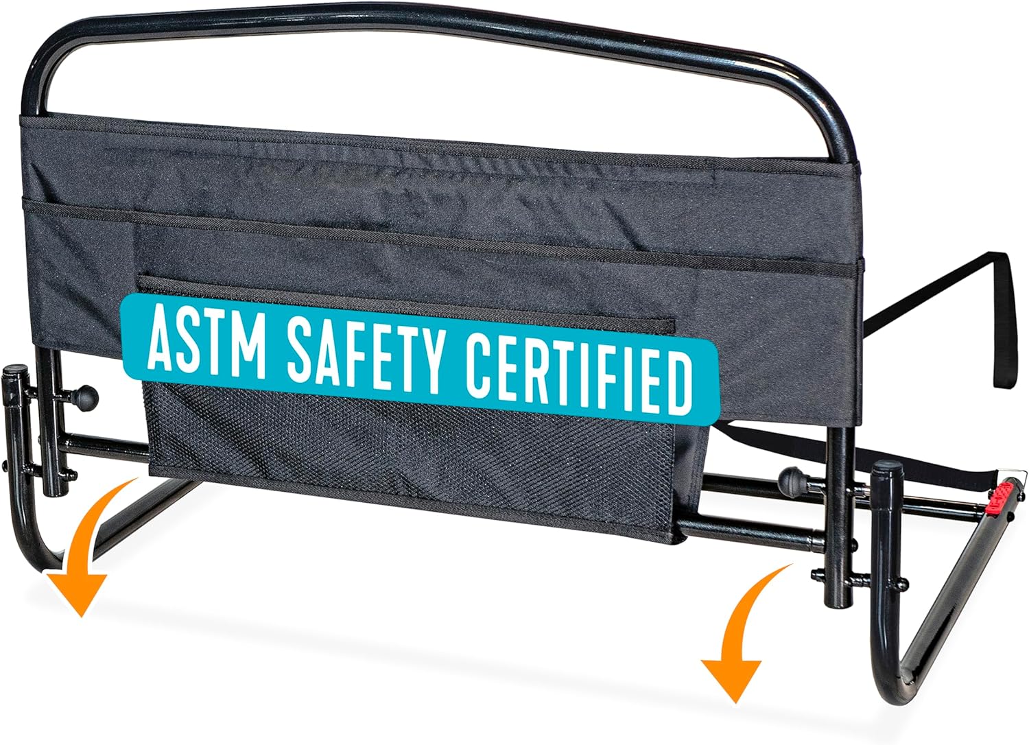 Stander 30inch Safety Bed Rail with Padded Pouch, Folding Guardrail for Adults, Seniors, and Elderly, Bedside Stand Assist Bar, Fits King, Queen, Full, and Twin Beds, ASTM Safety Approved Bedrail