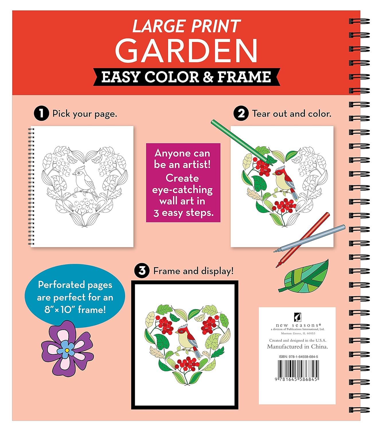 Large Print Easy Color & Frame - Garden (Stress Free Coloring Book) - Image 2