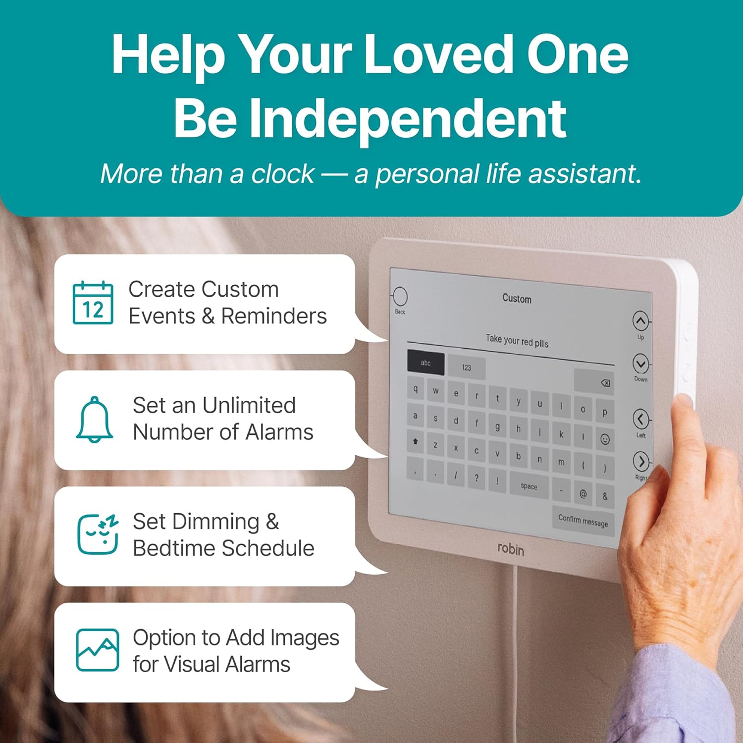 Robin Clock with Day and Date for Elderly, Clocks for Seniors, Dementia Clock, Digital Calendar Clock Elderly Bedside Clocks Seniors Alzheimers Products Dementia Clocks Seniors Extra Large, White 12" - Image 4