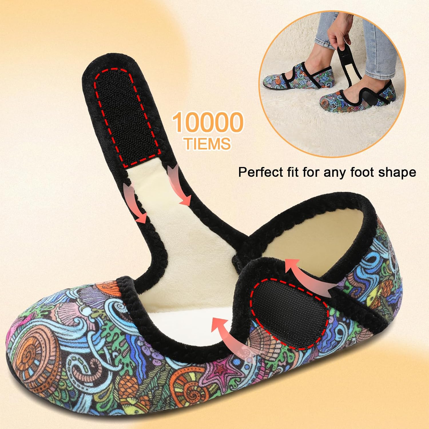Comfy House Slippers for Women Men Wide Diabetic Sock Slippers Soft Slip On Slippers Cozy Barefoot House Shoes - Image 4