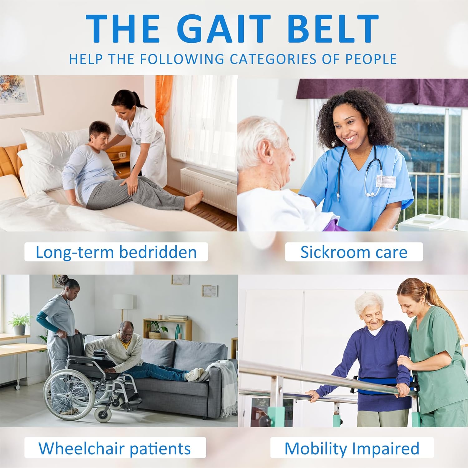 Gait Belt for Seniors, Transfer Belt with 7 Nylon Padded Handles, FSA HSA Eligible, Medical Belt for Lifting Patients, Safety Gait Belt for Elderly Easy to Use Quick Release Buckle(Blue) - Image 7