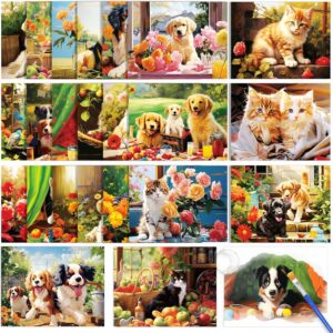 ZOIIWA 24 Pcs Dementia Products for Elderly Reusable Water Painting Toys Pet Dog Cat Dementia Activities for Adults Seniors Dementia Water Doodle Coloring Set Painting Brush for Elderly Drawing Gifts