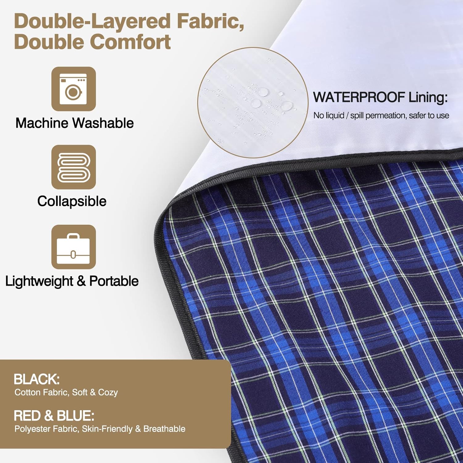 Adult Bibs, 3 Pcs Washable Clothing Protector with Crumb Catcher for Eating, Reusable Waterproof Large Feeding Adult Bibs for Men Women Elderly Senior, Black/Red/Blue - Image 3