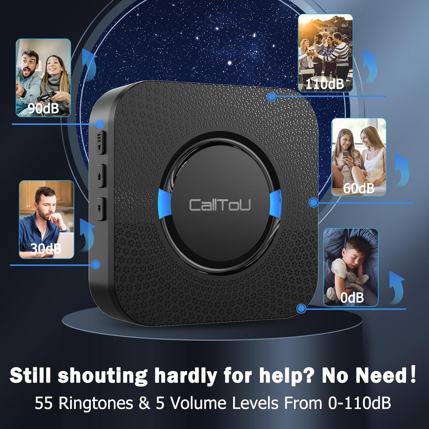 CallToU Wireless Caregiver Call Button Elderly Monitoring Alert Systems for Seniors 1 Plugin Receiver 2 Waterproof Transmitters - Image 7