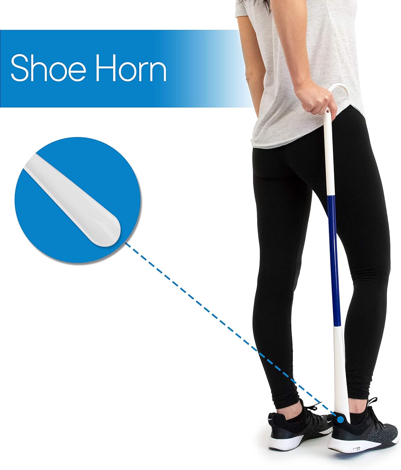 RMS 35.5 Inch Extra Long Dressing Stick Aid for Shoes, Socks, Shirts and Pants - Sock Removal and Long Shoe Horn with Travel Bag - Image 3