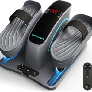 Under Desk Elliptical,Electric Ellipse Leg Exerciser as Seen on Tv for Seniors with 12 Adjustable Speed Levels Seated Pedal Exerciser with Remote Control and Strap Pedals,Portable & Quiet