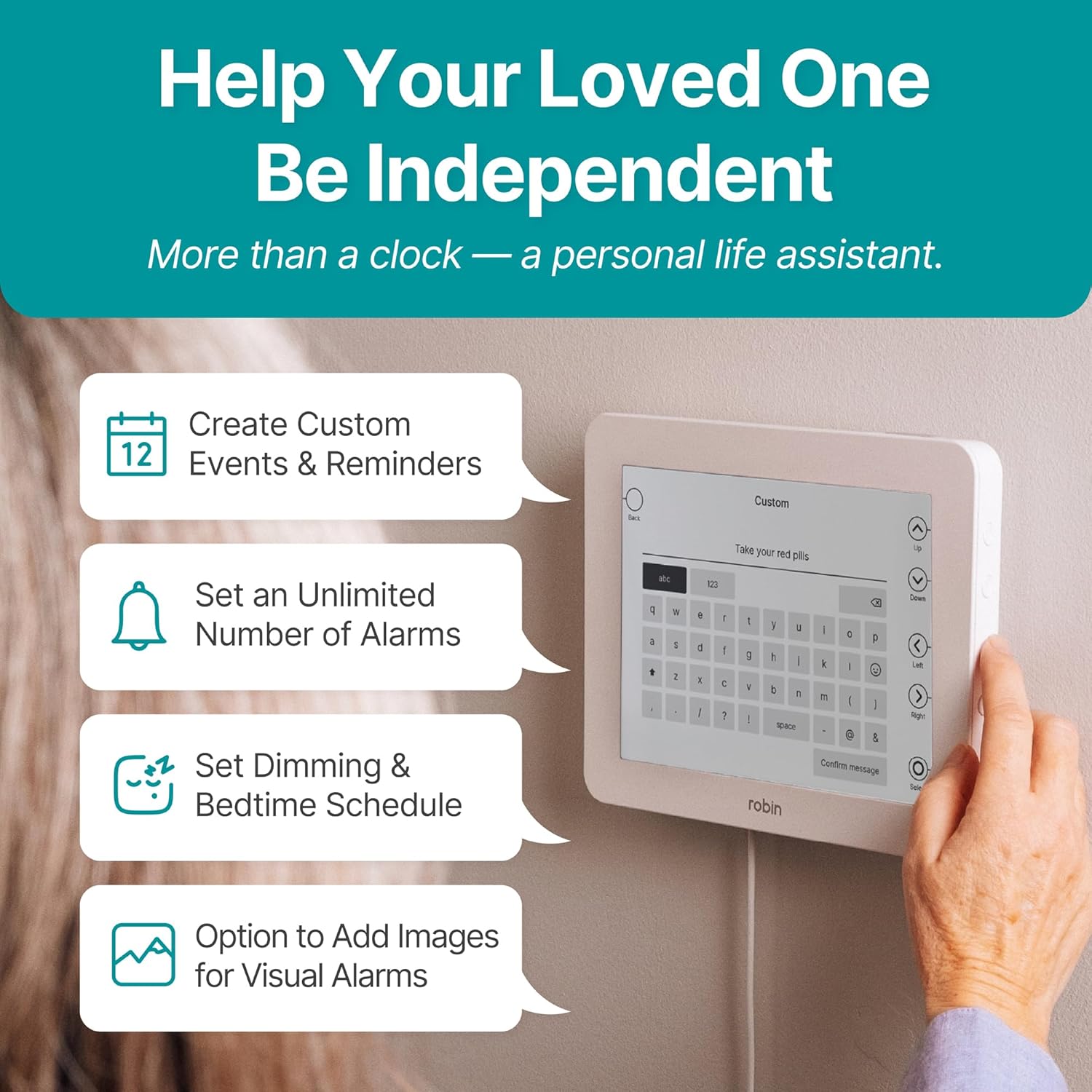 Robin Clock 2024 with Day and Date for Elderly, Clocks for Seniors, Dementia Clock, Digital Calendar Clock Elderly, Bedside Clocks Seniors, Alzheimers Products, Dementia Clocks Extra Large, Brown Wood - Image 4