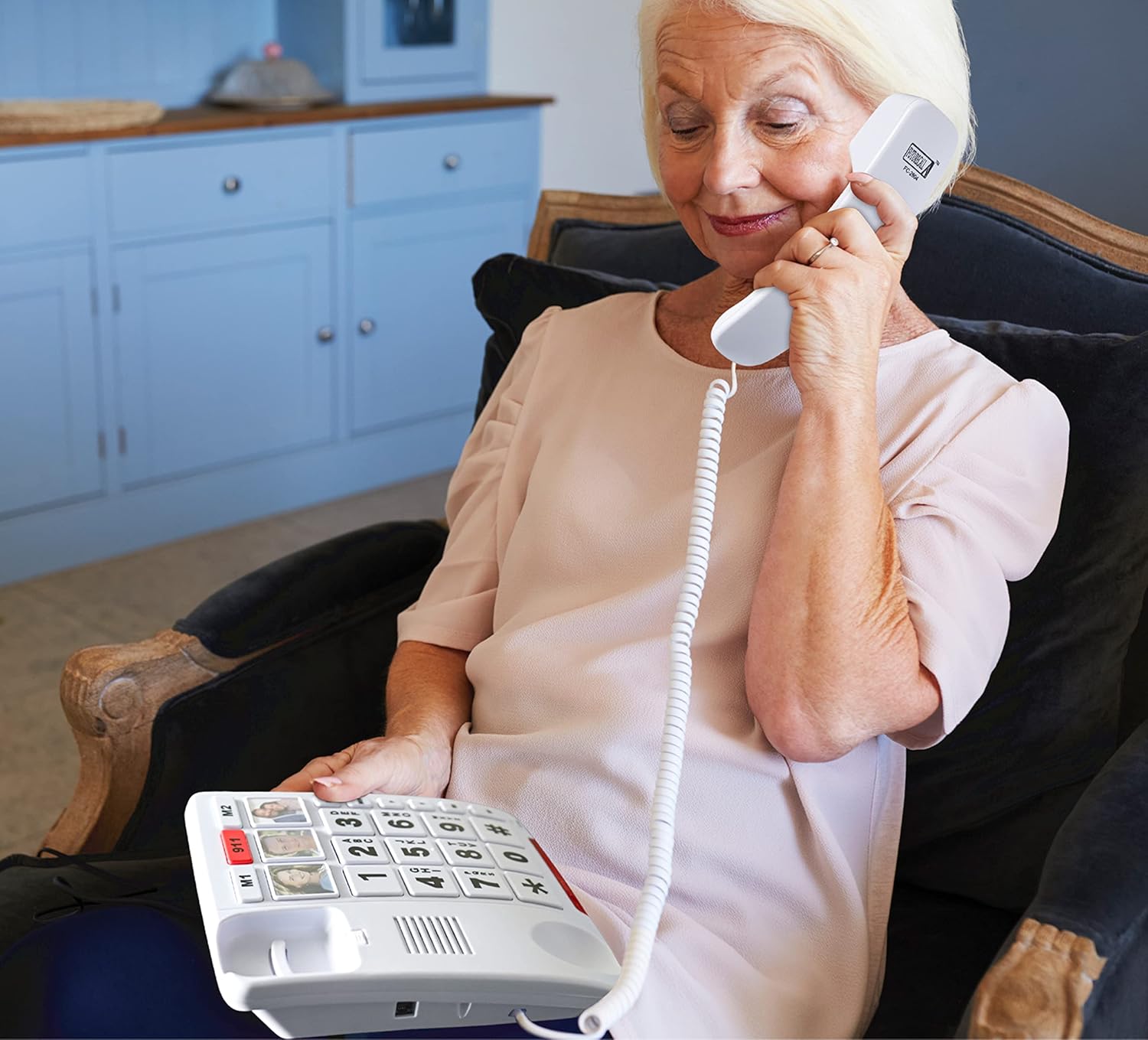 Future Call FC-2804 Big Button Phone for Seniors | 3 Picture Keys and Speakerphone | Amplified Telephones for Hearing Impaired Seniors 40db w/Extra Long 12' Cord | Simple Landline Phones for Seniors - Image 8