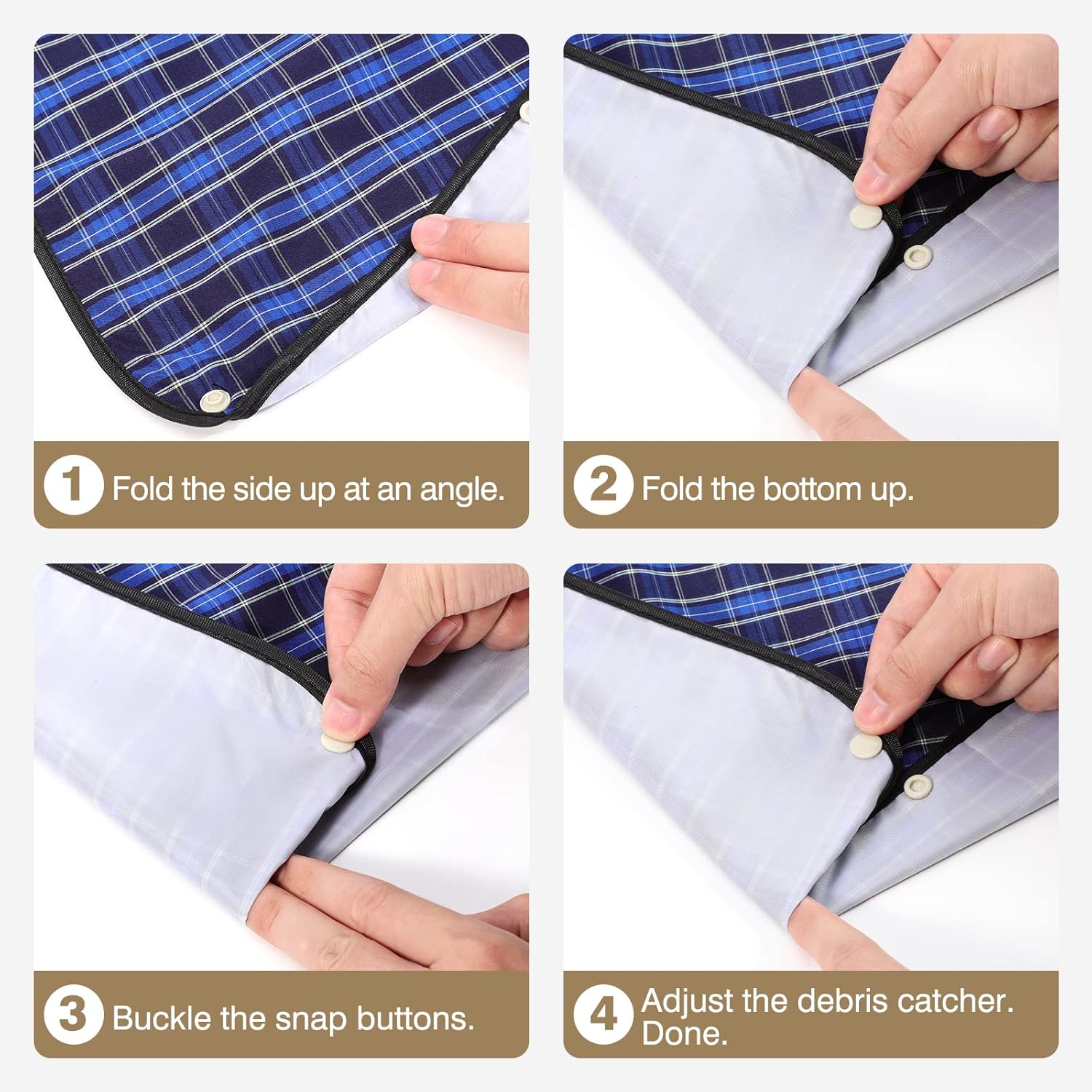 Adult Bibs, 3 Pcs Washable Clothing Protector with Crumb Catcher for Eating, Reusable Waterproof Large Feeding Adult Bibs for Men Women Elderly Senior, Black/Red/Blue - Image 5