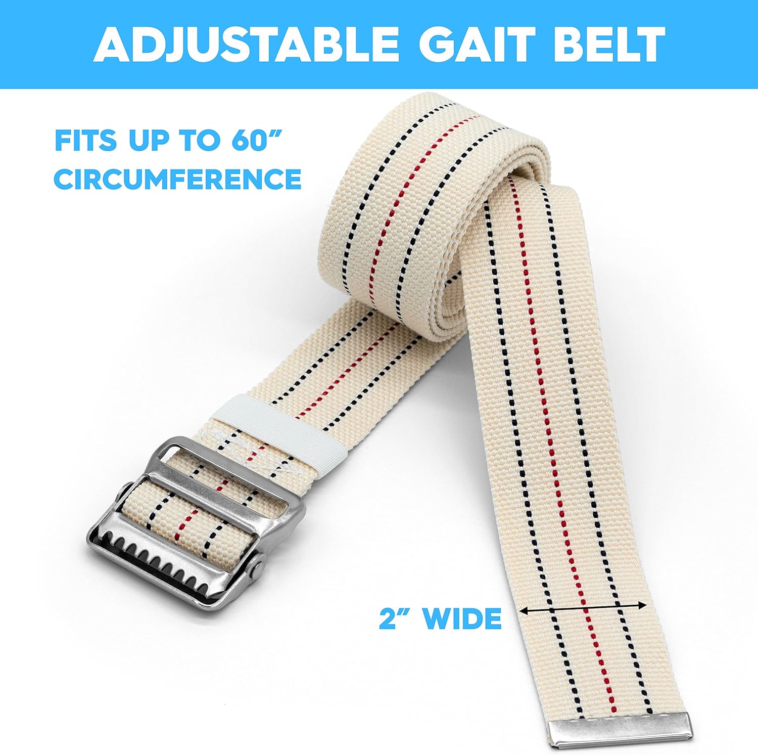 LiftAid Transfer and Gait Belt 60 Inch with Metal Buckle and Loop - Walking, Standing and Transfer Assist Aid for Seniors, Elderly Patients, Caregiver, Nurse, Therapist (Beige) - Image 5