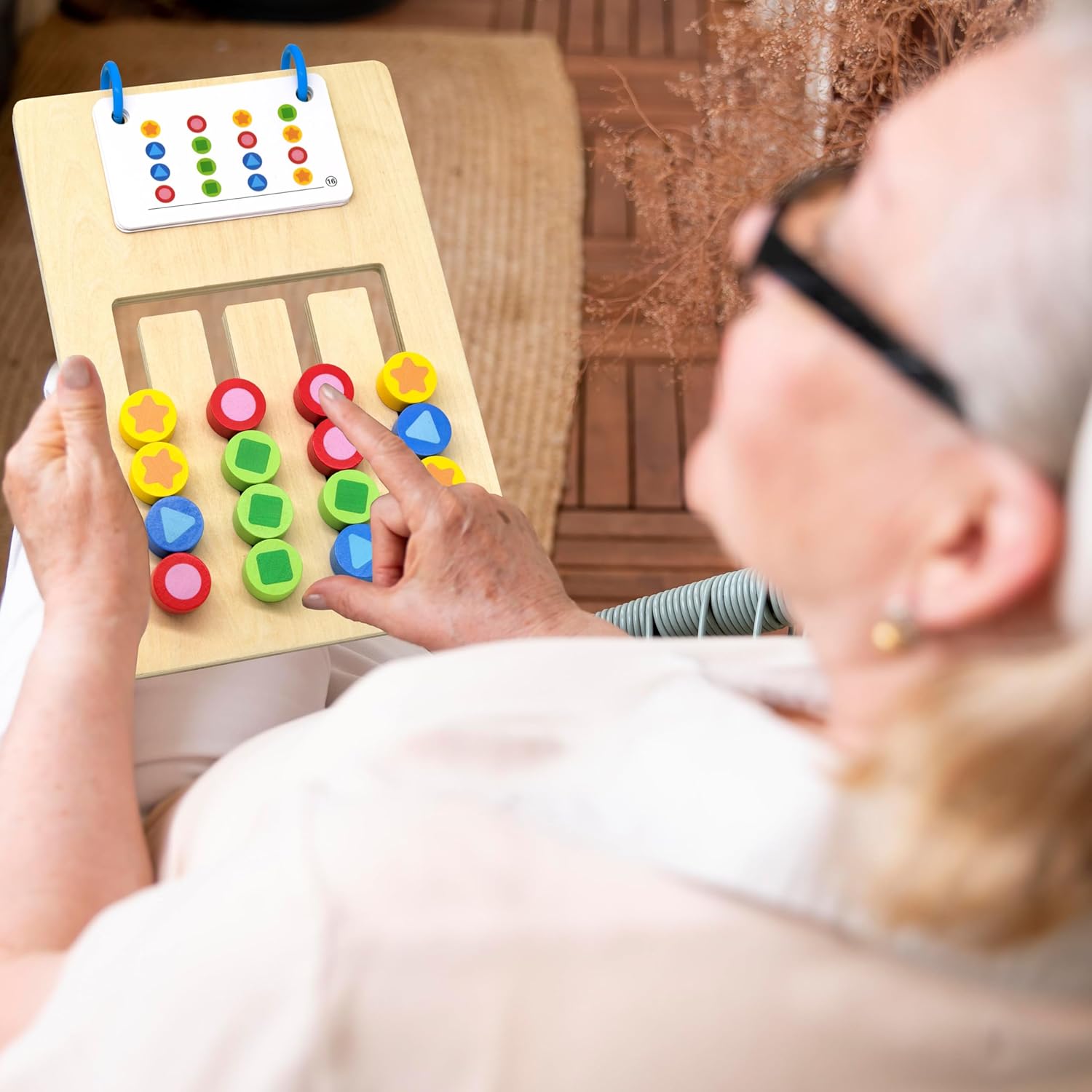 Double Color Matching Games for Dementia Patients, Easy Memory Care Activities for Seniors, Handhold Alzheimers Products for Elderly, Cognitive Puzzle Blocks Maze Busy Board Crafts Gadgets Gifts - Image 4