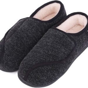 LongBay Womens Adjustable Slippers Memory Foam Cozy Wide Diabetic House Shoes Edema Orthopedic Neuropathy Indoor Outdoor