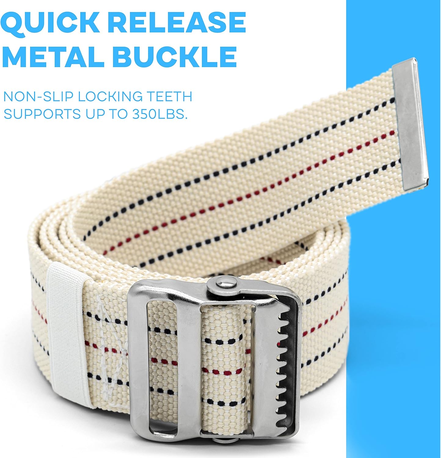 LiftAid Transfer and Gait Belt 60 Inch with Metal Buckle and Loop - Walking, Standing and Transfer Assist Aid for Seniors, Elderly Patients, Caregiver, Nurse, Therapist (Beige) - Image 4