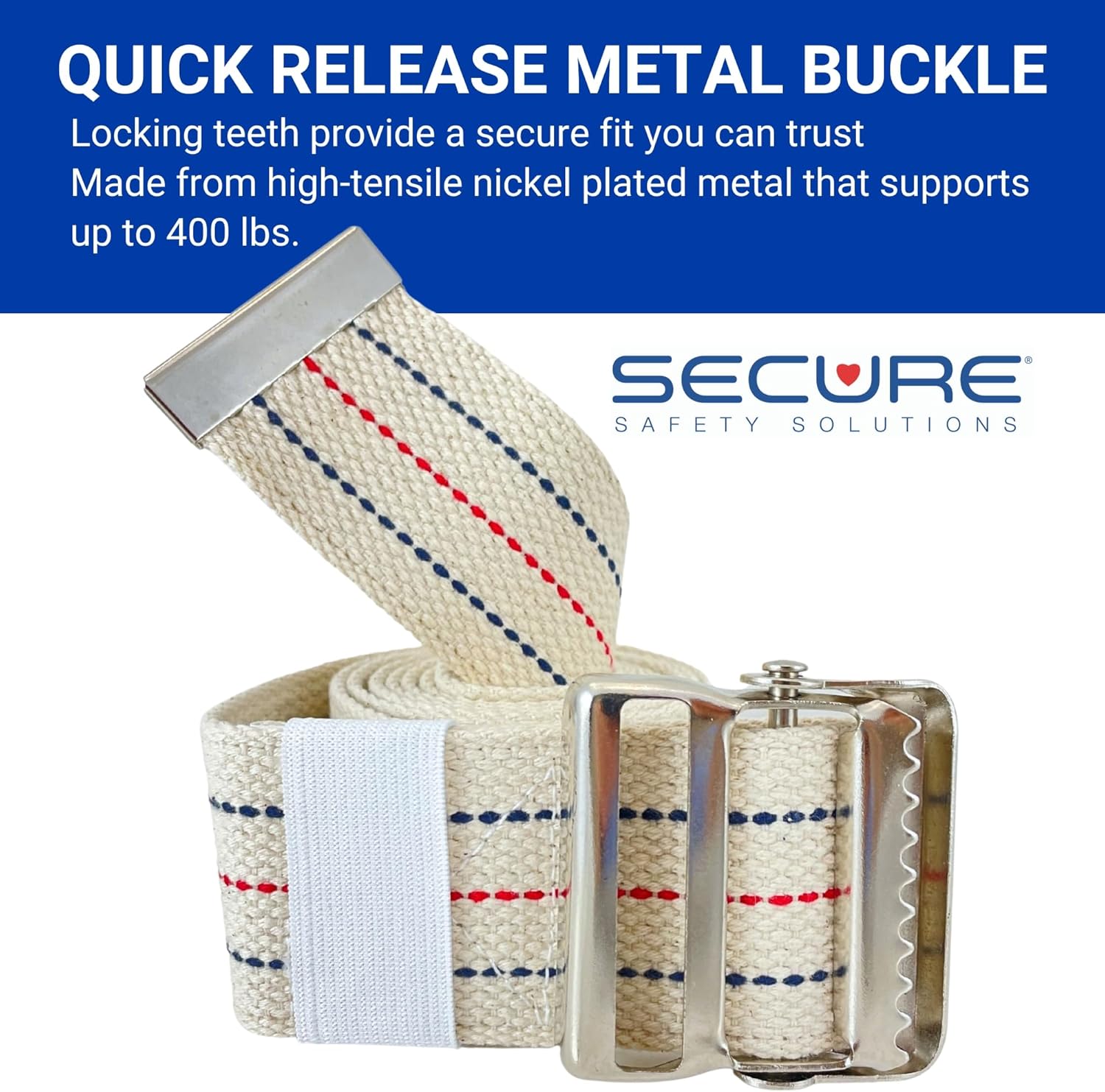 Secure Gait Belt for Seniors with Metal Buckle - Transfer and Walking Standing Aid Elderly, Physical Therapy, Nurses - Image 3