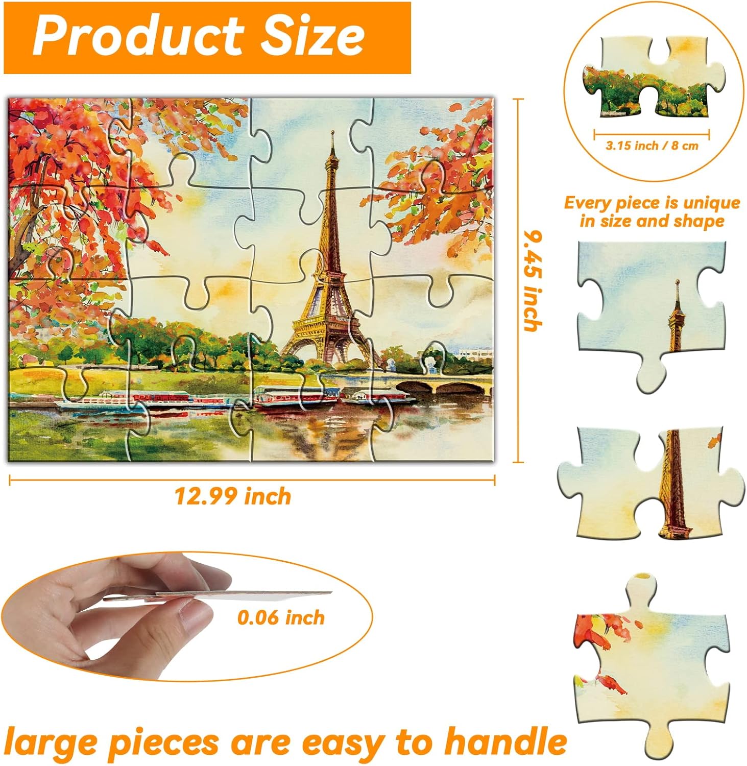 5 Packs 16 Piece Large Jigsaw Puzzles for Elderly Dementia Alzheimer's Products Activities, Alzheimer's Puzzles Cognitive Games for Adults Elderly Seniors with 5 Storage Bags - Image 4