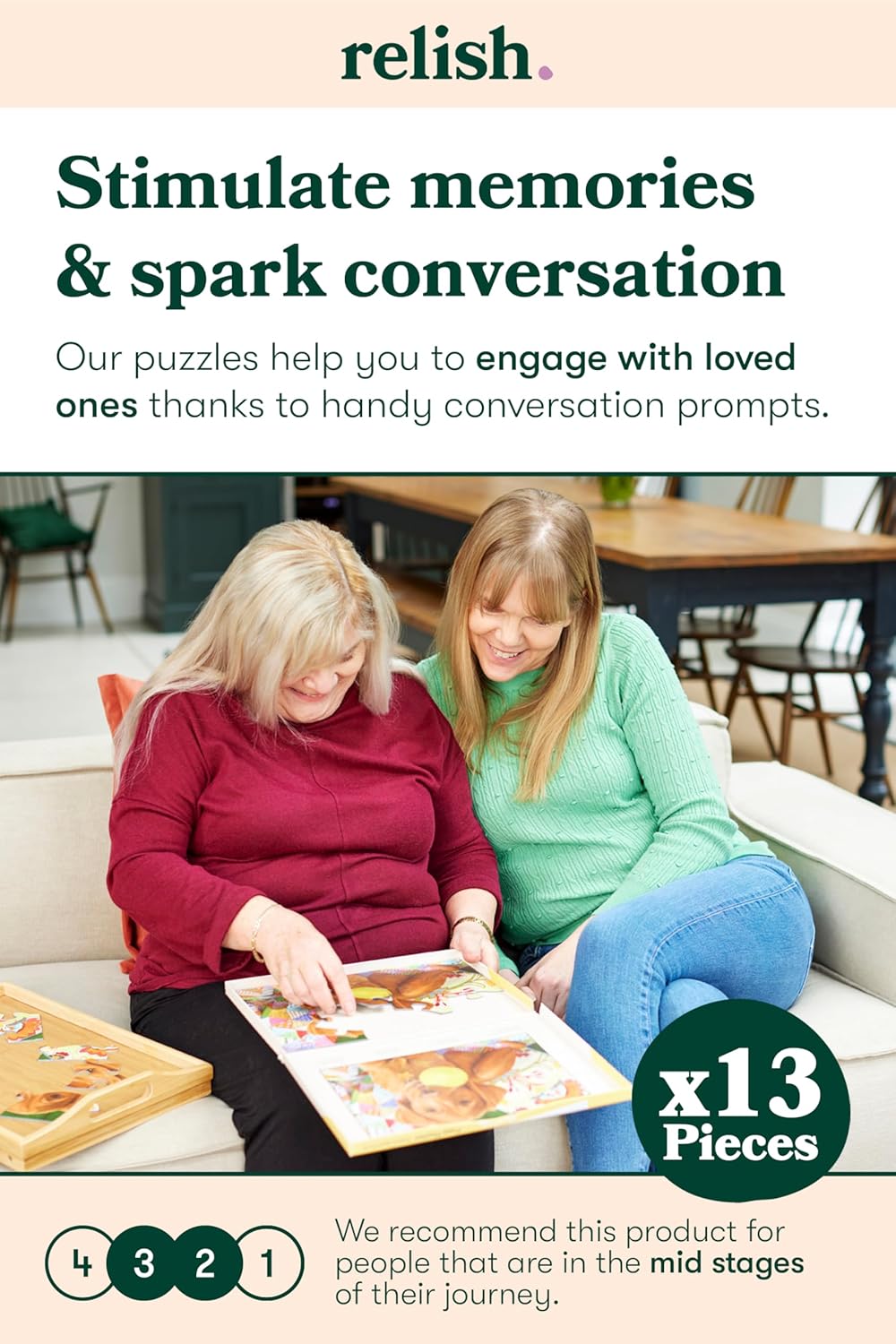 Relish Large Piece Puzzles for Seniors, 13 Piece Summer Birds Jigsaw Puzzle, Dementia Products for Elderly - Image 2