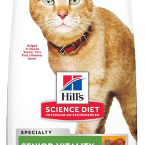 Hill's Science Diet Adult 7+ Senior Vitality Chicken & Rice Recipe Dry Cat Food 3 lbs.