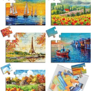 5 Packs 16 Piece Large Jigsaw Puzzles for Elderly Dementia Alzheimer's Products Activities, Alzheimer's Puzzles Cognitive Games for Adults Elderly Seniors with 5 Storage Bags
