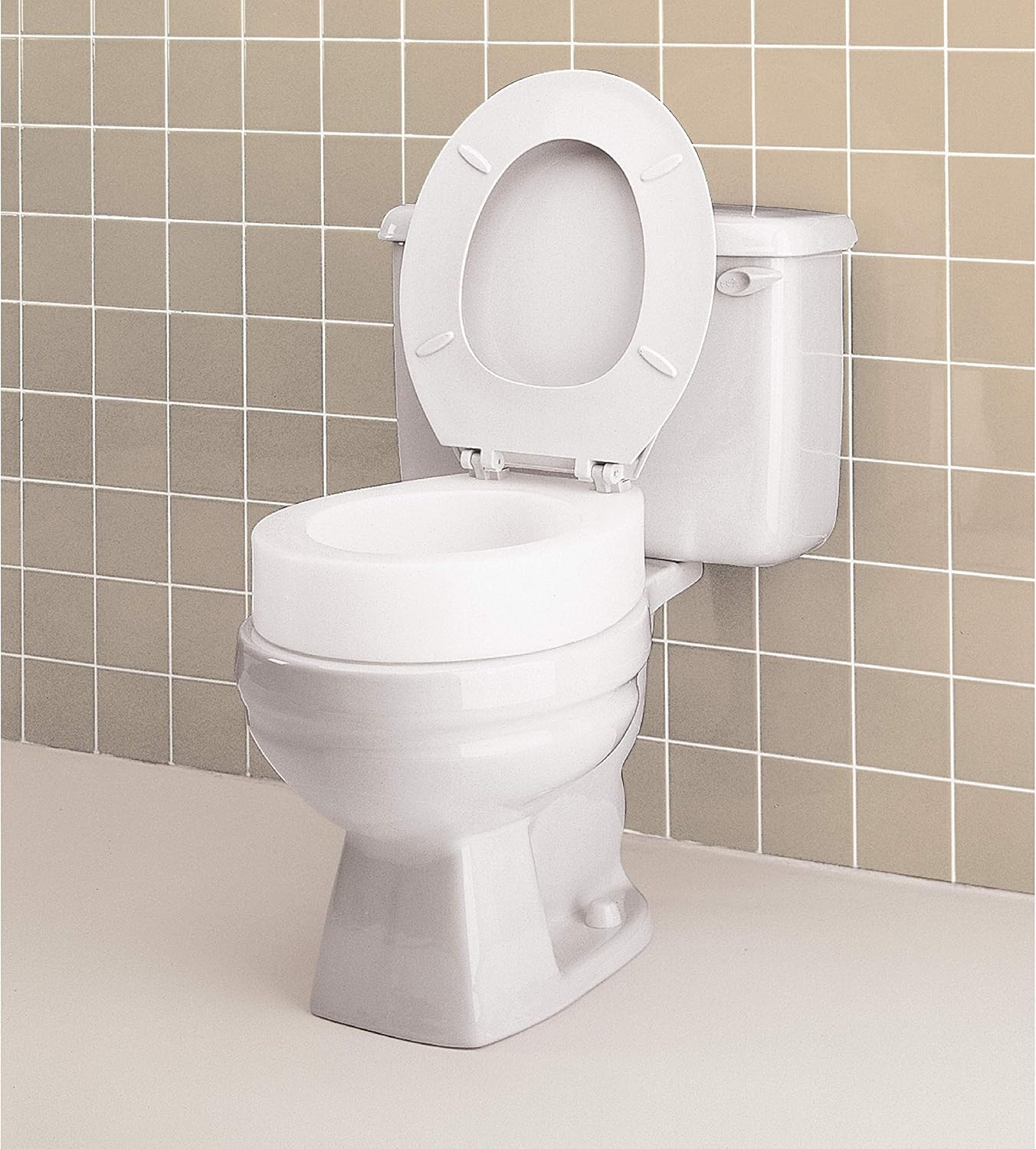 Carex Toilet Seat Riser, Elongated Raised Toilet Seat Adds 3.5 inches to Toilet Height, for Assistance Bending or Sitting, 300 Pound Weight Capacity Toilet Riser - Image 4