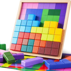 Dementia Products for Elderly, 15 Wooden Tiles Matching Dementia Activities for Seniors, Easy Memory Games for Alzheimer's, Cognitive Craft Gifts, Large Puzzle Pattern Blocks for Elderly