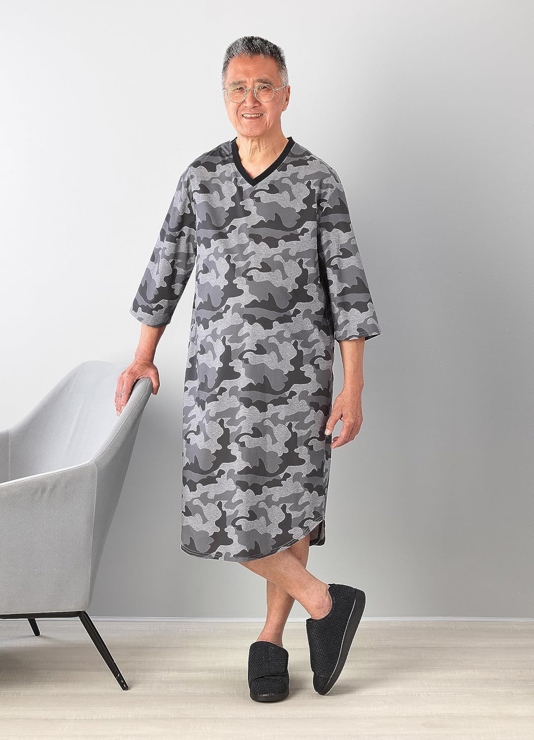 Silverts Mens Adaptive Nightgown - Open Back Cotton Hospital Sleepwear for Elderly - Nightshirt Top for Disabled Seniors - Image 4